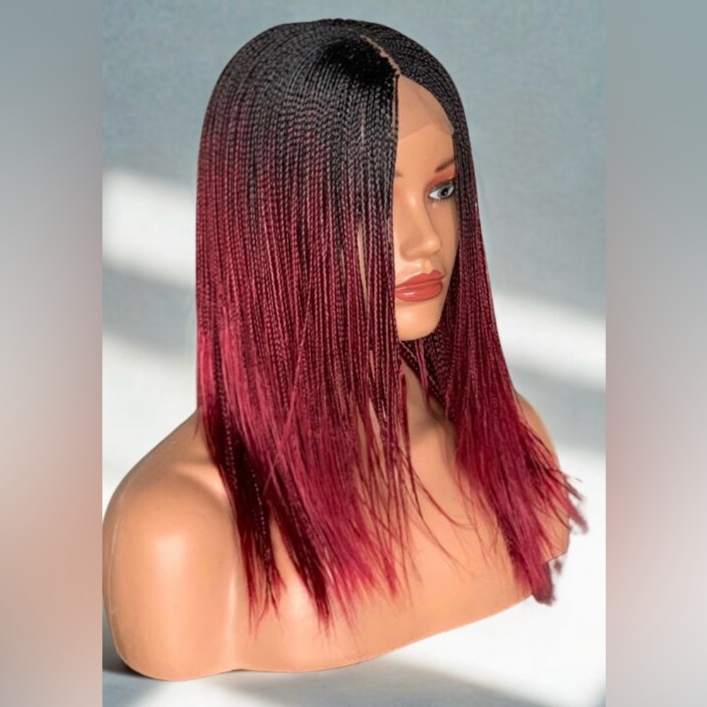 Ombre Burgundy Braided Wig